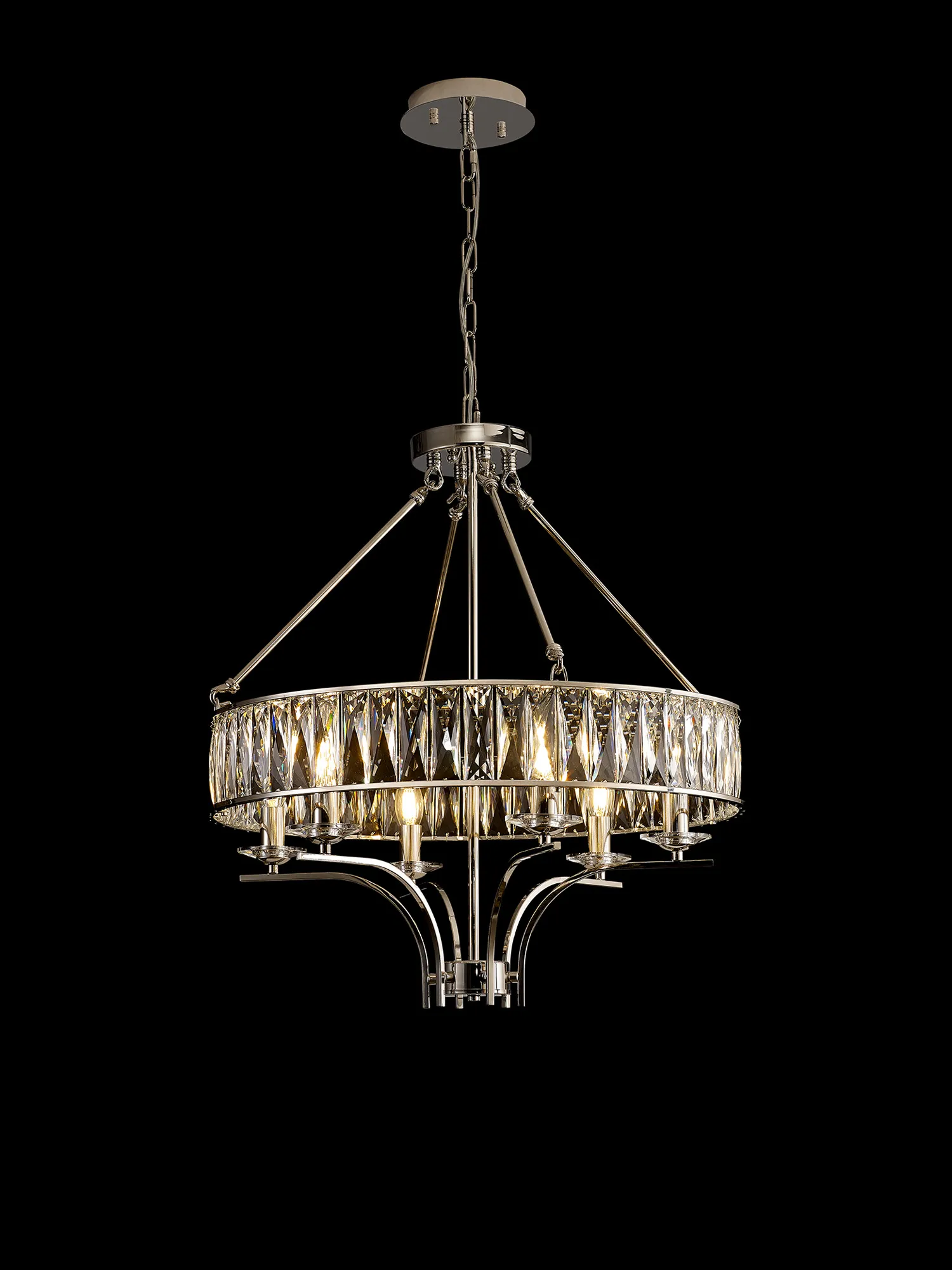 IL31819  Vivienne Crystal Pendant/Semi Ceiling 6 Light Polished Nickel